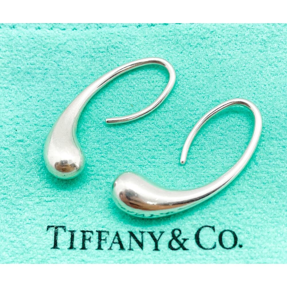 Tiffany & Co. Elsa Peretti Teardrop Hoop Earrings Sterling Silver - Picture 6 of 10